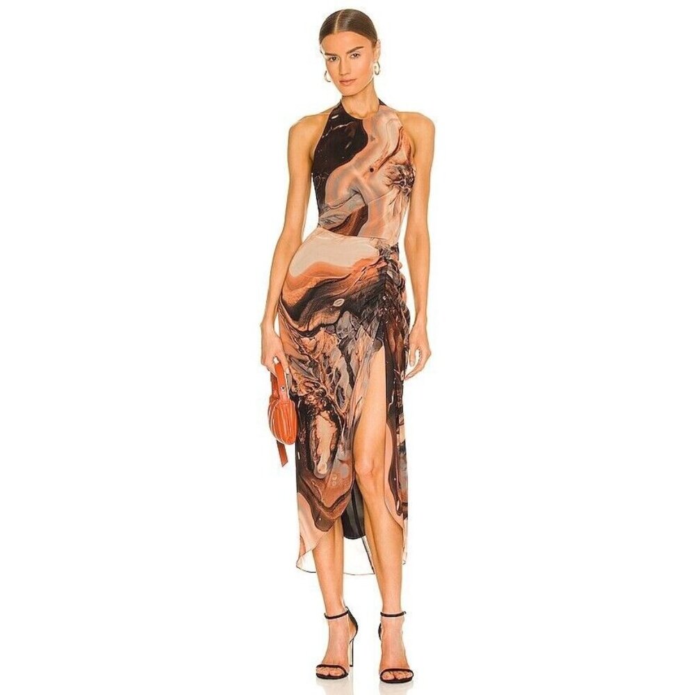 ITMFL Beta Dress in Multicolor Halter Chiffon